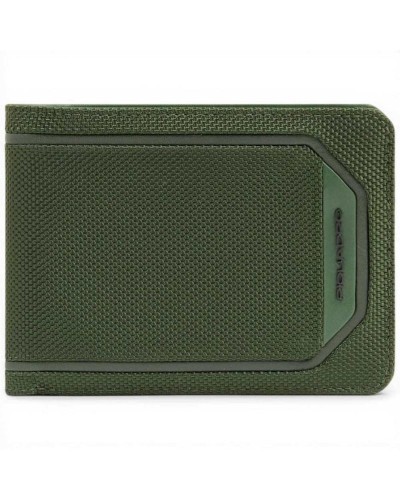 Piquadro Portafoglio S143R Uomo Verde in Pelle e Tessuto