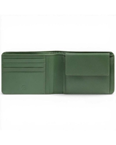 Piquadro Portafoglio S143R Uomo Verde in Pelle e Tessuto