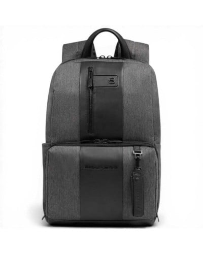 Piquadro Mochila Brief 2 Hombre Gris y Negro Pequeña en
