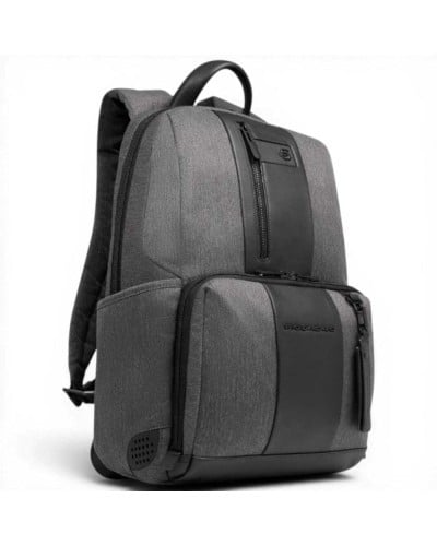 Piquadro Mochila Brief 2 Hombre Gris y Negro Pequeña en
