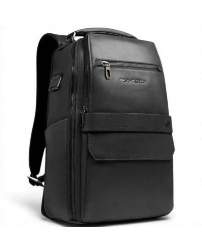 Piquadro Zaino S141 Uomo Nero in Pelle con Porta PC 15.6''