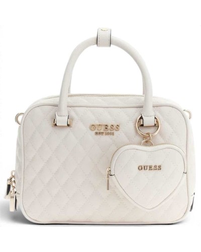 Guess Borsa Atabey Box Satchel Donna Off White in Materiale