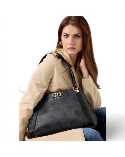 Guess Borsa Karnilla Logo Girlfriend Carryall Donna Coal in