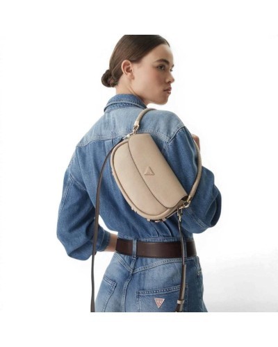 Guess Borsa a Spalla Danya Flap Donna Taupe in Materiale