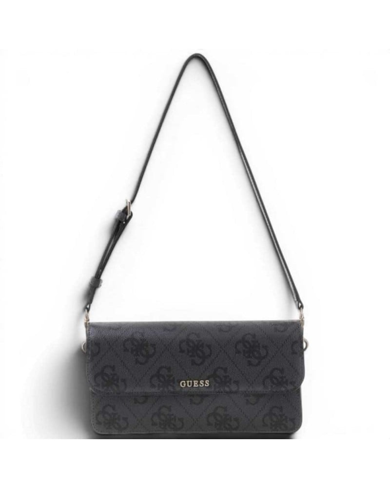 Guess Sadie Flap Shoulder Bag Women Coal Logo Synthetic