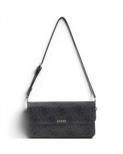Guess Sadie Flap Shoulder Bag Women Coal Logo Synthetic