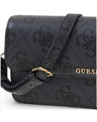 Guess Sadie Flap Shoulder Bag Women Coal Logo Synthetic