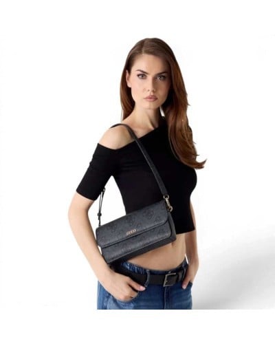 Guess Sadie Flap Shoulder Bag Women Coal Logo Synthetic