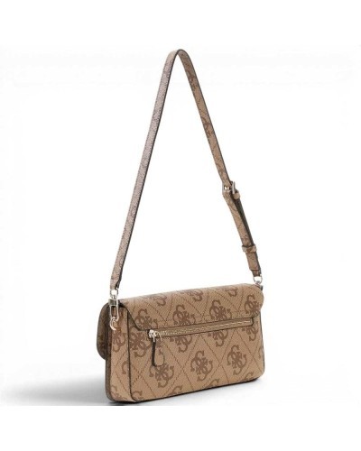 Guess Sadie Flap Shoulder Bag Women Latte Logo Synthetic