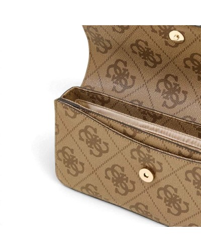 Guess Sadie Flap Shoulder Bag Women Latte Logo Synthetic