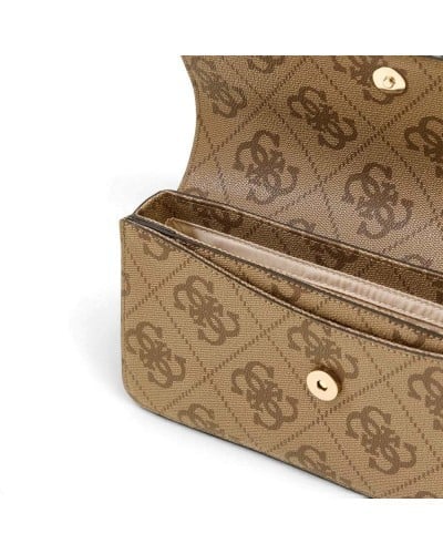 Guess Sadie Flap Shoulder Bag Women Latte Logo Synthetic