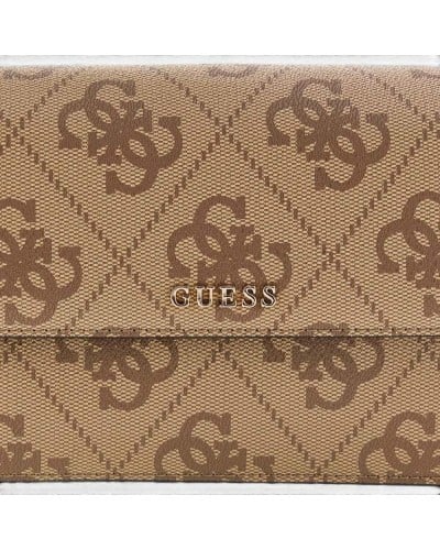 Guess Sadie Flap Shoulder Bag Women Latte Logo Synthetic