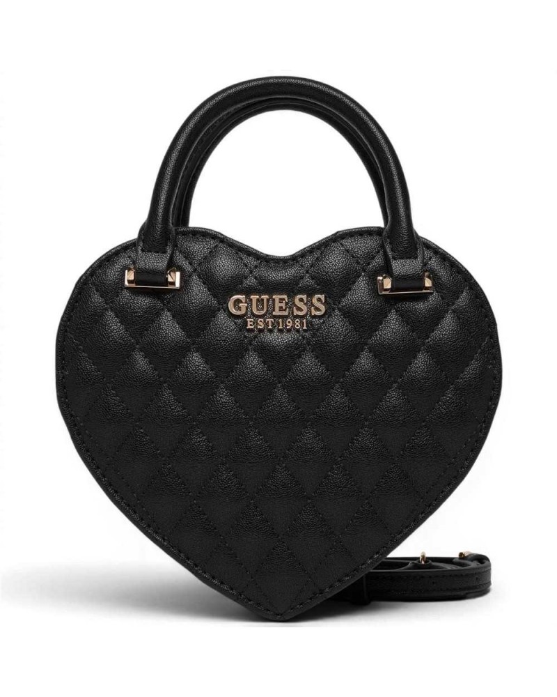 Guess Borsa Atabey Heart Bag Donna Nero a Forma di Cuore in