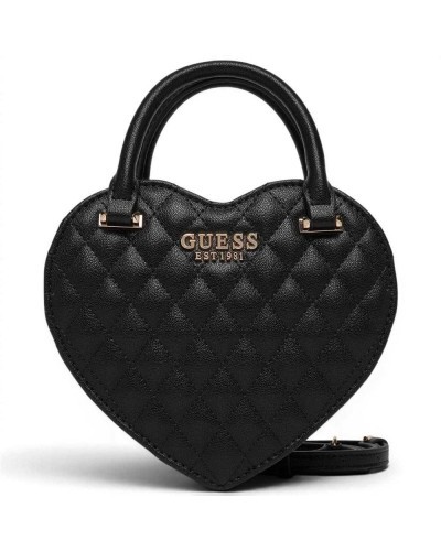 Guess Borsa Atabey Heart Bag Donna Nero a Forma di Cuore in