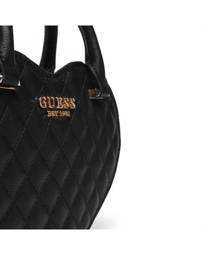 Guess Borsa Atabey Heart Bag Donna Nero a Forma di Cuore in