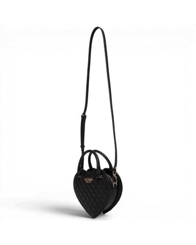 Guess Borsa Atabey Heart Bag Donna Nero a Forma di Cuore in