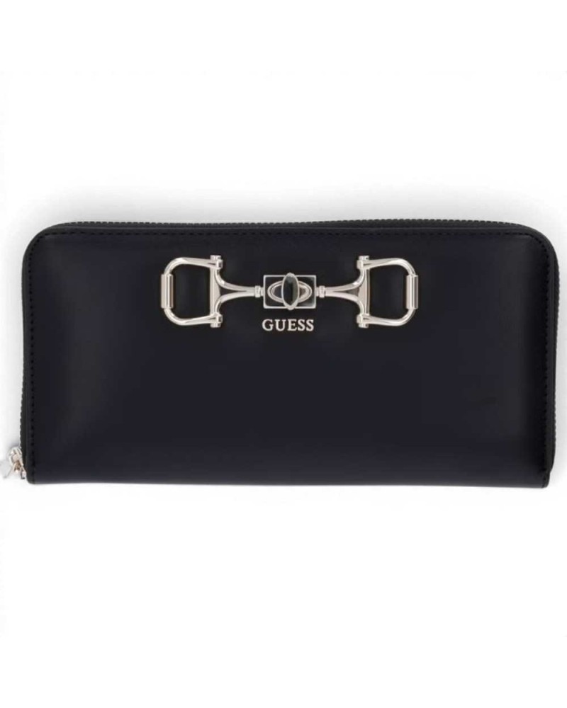 Guess Portafoglio Janie SLG Large Zip Around Donna Nero in