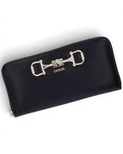 Guess Portafoglio Janie SLG Large Zip Around Donna Nero in