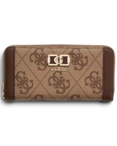 Guess Karnilla Logo SLG Large Zip Around Wallet Women Latte
