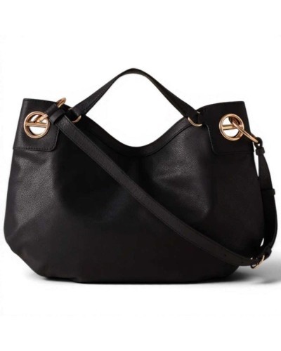 Bolso London M. con Bandolera BORBONESE Piel Nabuk Negro - 91010262-0197-100