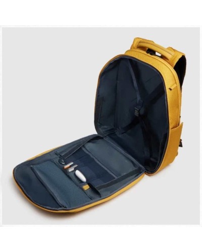 Piquadro Zaino Bagmotic Unisex Giallo in Pelle e Tessuto con Porta PC 15.6'' e iPad