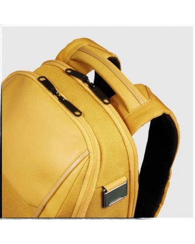 Piquadro Zaino Bagmotic Unisex Giallo in Pelle e Tessuto con Porta PC 15.6'' e iPad
