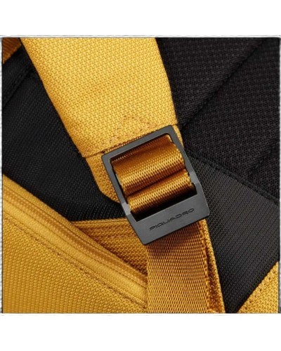 Piquadro Zaino Bagmotic Unisex Giallo in Pelle e Tessuto con Porta PC 15.6'' e iPad