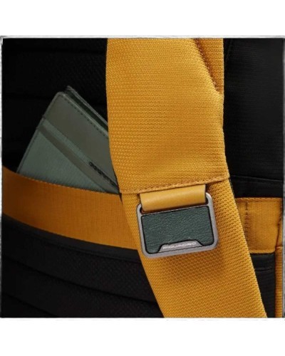Piquadro Zaino Bagmotic Unisex Giallo in Pelle e Tessuto con Porta PC 15.6'' e iPad