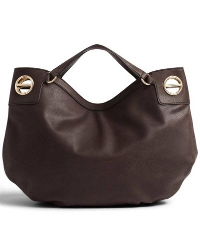 Borbonese London M. Tote Bag Women Cacao in Nubuck-Effect Leather with Removable Strap