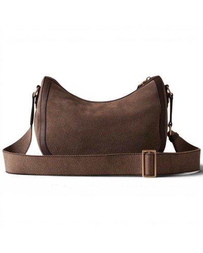 Borbonese Luna S. Bag Women Cenere / Cacao in Suede and Printed Calf Leather with Handle and Strap