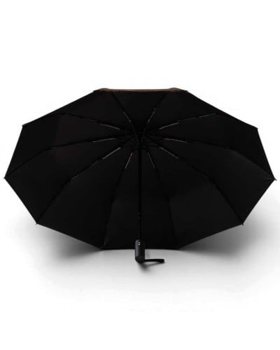 Borbonese Mini Open Close Umbrella Women Nero / OP Naturale in Printed Polyester OP Print Automatic Folding