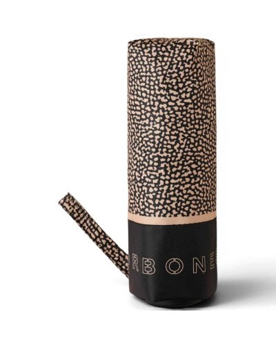 Borbonese Super Mini Umbrella Women Nero / OP Naturale in Printed Polyester OP Print Ultra-Compact Folding