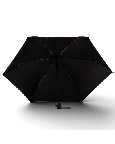 Borbonese Super Mini Umbrella Women Nero / OP Naturale in Printed Polyester OP Print Ultra-Compact Folding