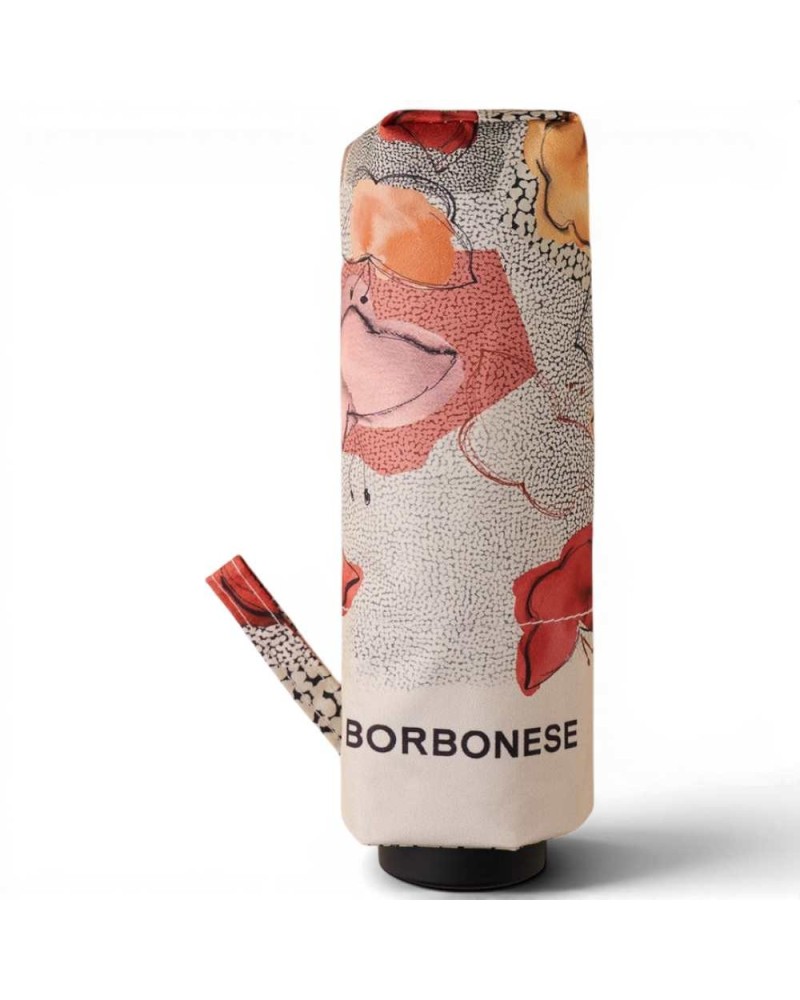 Borbonese Super Mini Umbrella Women Panna / OP Naturale in Printed Polyester OP Print Ultra-Compact Folding