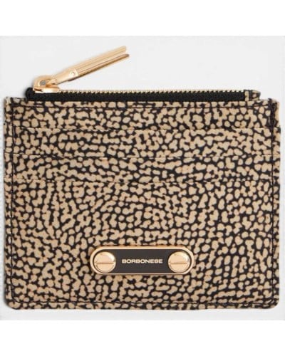 Borbonese Card Holder Women OP Naturale in Recycled Fabric OP Print Flat