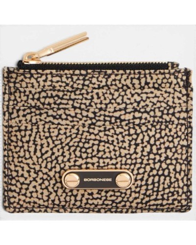 Borbonese Card Holder Women OP Naturale in Recycled Fabric OP Print Flat