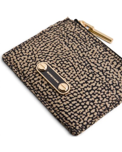 Borbonese Card Holder Women OP Naturale in Recycled Fabric OP Print Flat