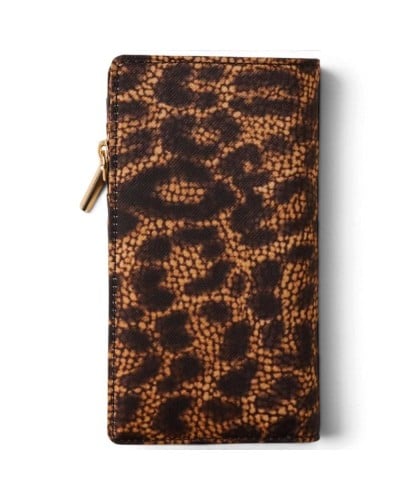 Borbonese Medium Zip Around Wallet Women Corteccia in Tecno Leopard Fabric with Zip-Around Closure