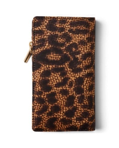Borbonese Medium Zip Around Wallet Women Corteccia in Tecno Leopard Fabric with Zip-Around Closure