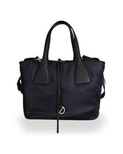 Borbonese Bolso Bauletto M. Mujer Dark Black en Tejido Reciclado y Piel Estampado OP con Bandolera Extraíble