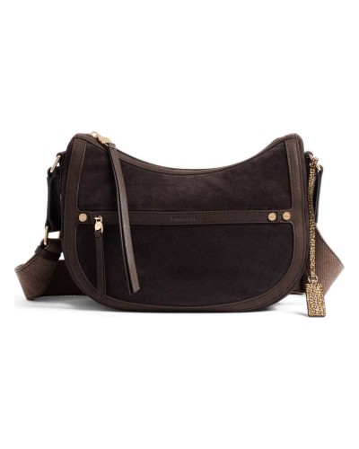 Borbonese Bolso Luna S. Mujer Caffè / Cacao en Serraje y Piel Estampada con Asa y Bandolera