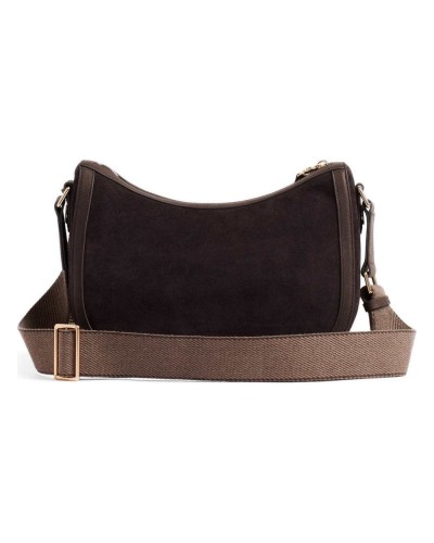 Borbonese Bolso Luna S. Mujer Caffè / Cacao en Serraje y Piel Estampada con Asa y Bandolera