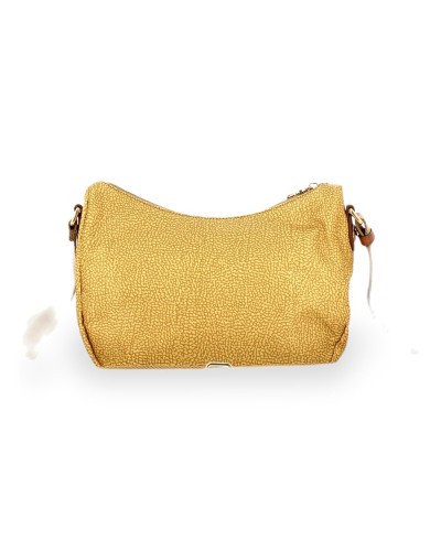 Borbonese Bolso Luna Small Mujer Curry en Tejido Reciclado y Piel Estampado OP con Asa y Bandolera