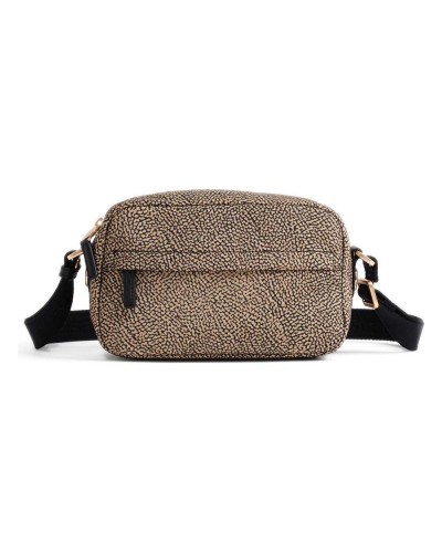 Borbonese Bolso Camera Case S. Mujer OP Naturale / Nero en Tejido Reciclado y Piel Estampado OP con Bandolera Regulable