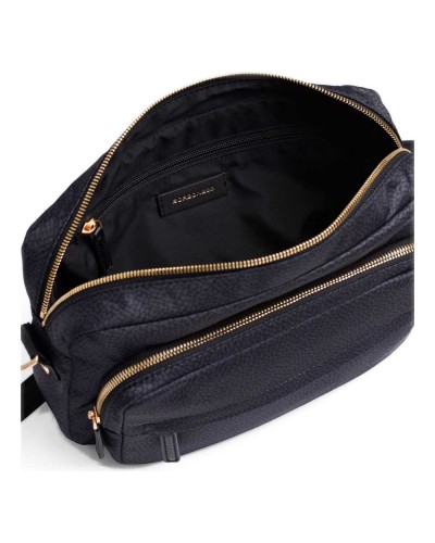 Borbonese Bolso Camera Case M. Mujer Dark Black en Tejido Reciclado y Piel Estampado OP con Bandolera Regulable