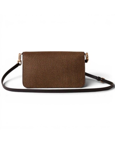 Borbonese Cross Over Tasche Mini Damen OP Naturale aus OP Soft Canvas und Kalbsleder OP-Print mit Verstellbarem Riemen