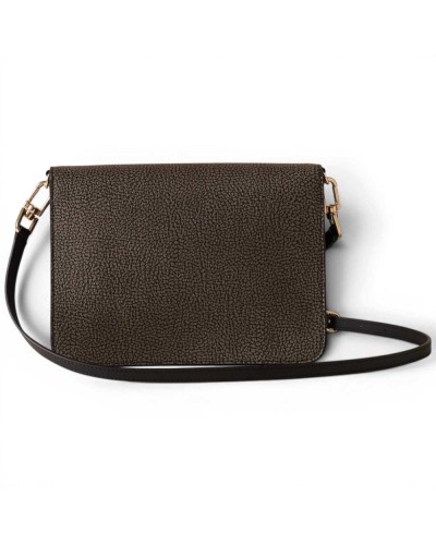 Borbonese Cross Over Tasche S. Damen Carbone aus OP Soft Canvas und Kalbsleder OP-Print mit Verstellbarem Riemen
