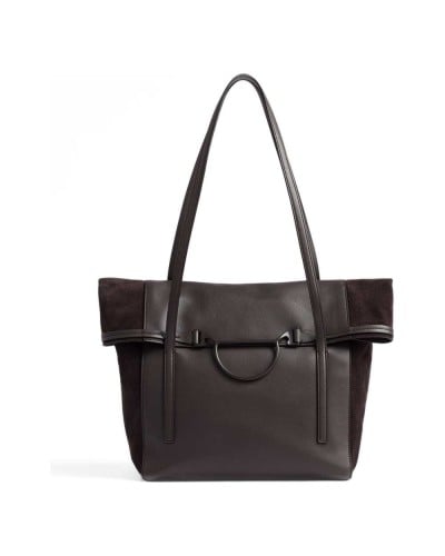 Borbonese Bolso Shopping L. Mujer Cacao / Caffè en Piel Pashmina y Serraje con Asas