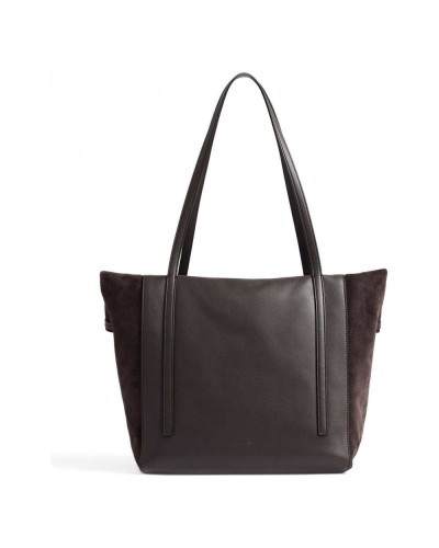 Borbonese Shopper L. Damen Cacao / Caffè aus Pashmina Leder und Veloursleder mit Griffen