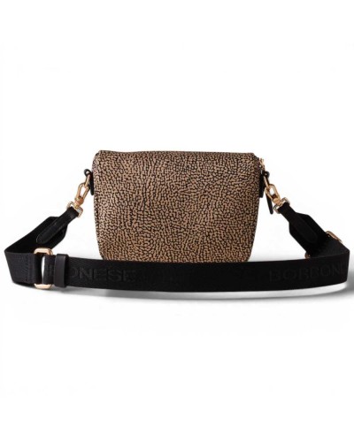 Borbonese Mini Gürteltasche Damen OP Naturale aus Recyceltem Gewebe und Kalbsleder OP-Print mit Verstellbarem Gurt